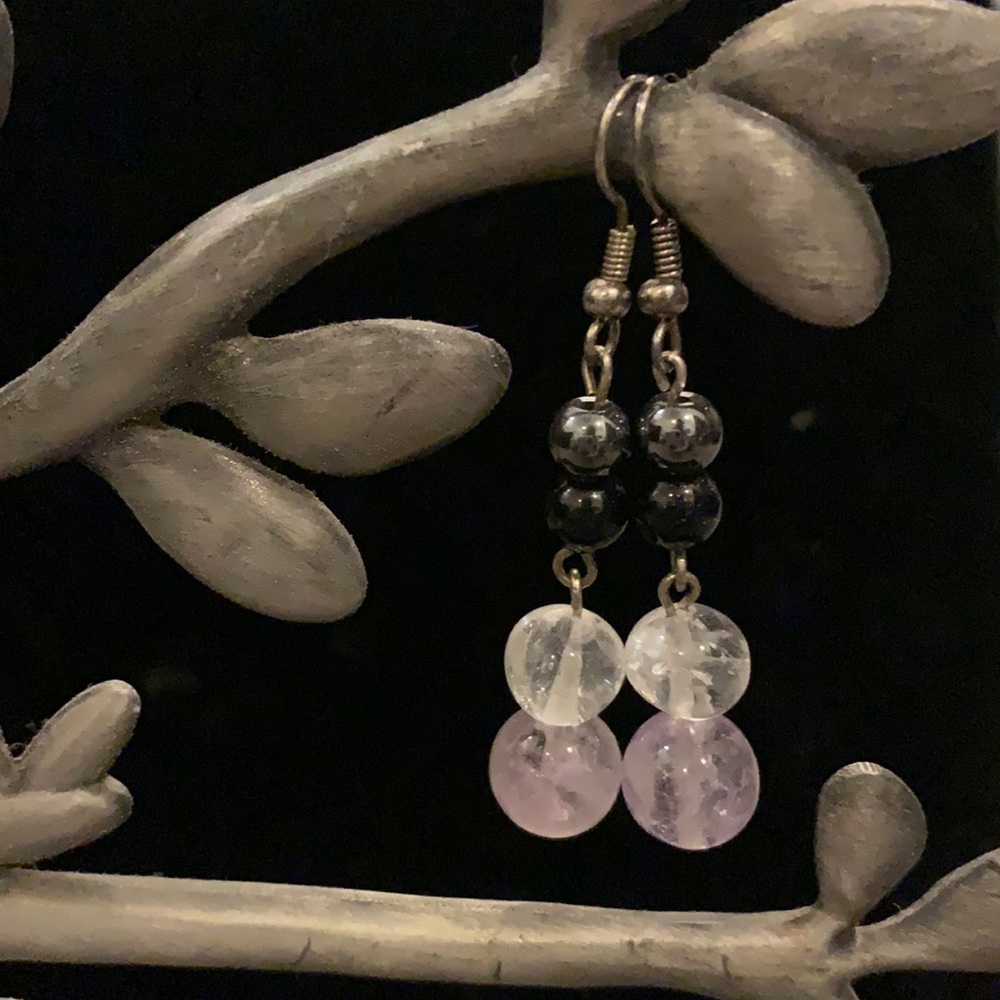 💜3/$20 Amethyst, Quartz, Blue Goldstone earrings💜